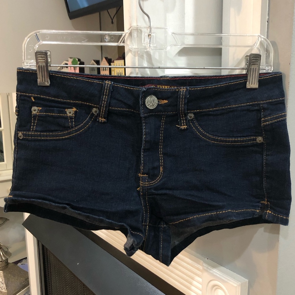 Vintage Y2K 2 BWU Dark Blue Denim Jean Mini Shorts